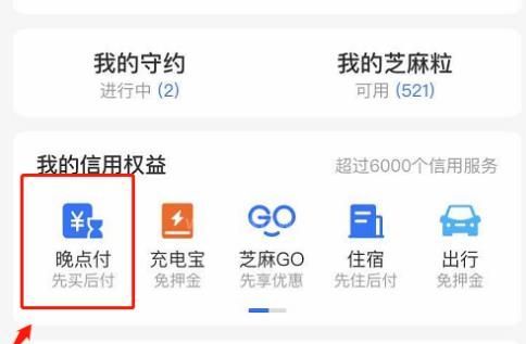 支付宝芝麻信用晚点付是什么?芝麻信用开通晚点付方法截图