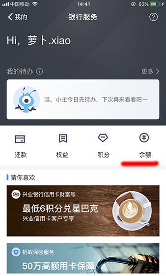 支付宝APP查看银行卡余额的操作流程截图