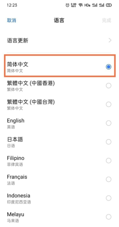 真我V13怎么设置简体中文?真我V13设置简体中文的方法截图