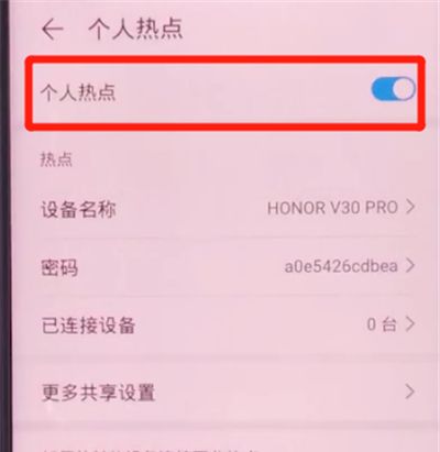 荣耀v30pro中开热点的详细方法截图