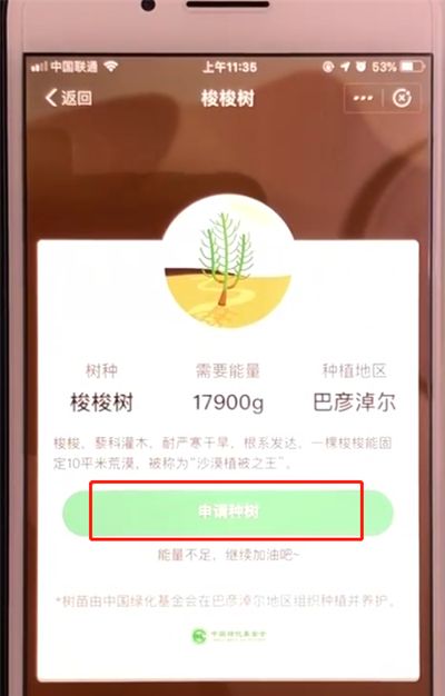 支付宝蚂蚁森林中申请种树的操作教程截图