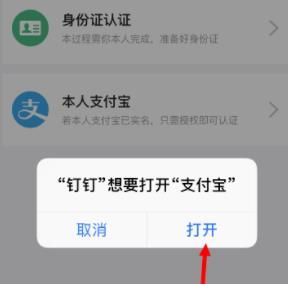 钉钉借助支付宝进行实名认证的方法截图