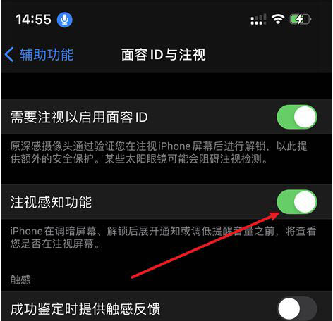 如何关闭iPhone12注视感知?iPhone12关闭注视感知功能讲解截图