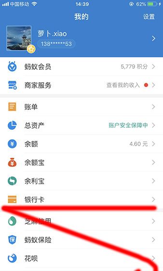 支付宝APP查看银行卡余额的操作流程截图