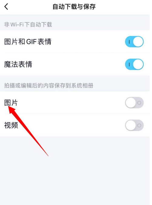 手机QQ怎样设置拍摄图片自动保存到系统相册 手机QQ启用图片自动保存下载功能步骤截图