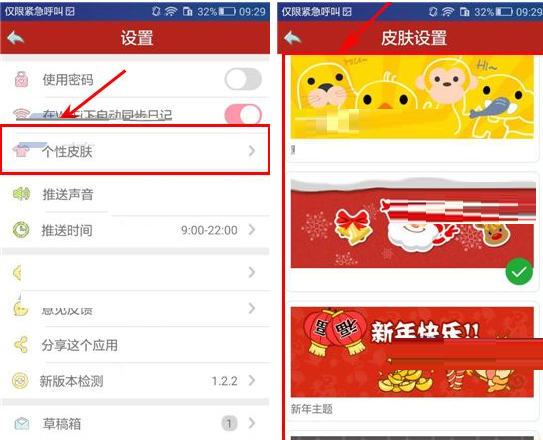 Color多彩日记APP设置皮肤的操作流程截图