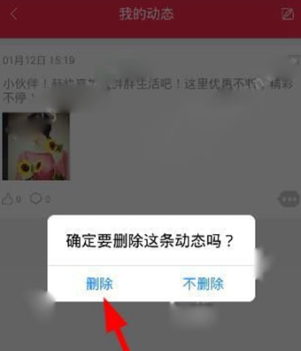胖胖生活APP将动态删掉的操作过程截图