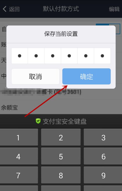 支付宝APP设置默认支付方式的详细操作截图