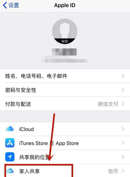 iPhone开启家人共享服务的操作步骤截图