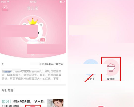 育儿宝APP发食谱的简单操作截图