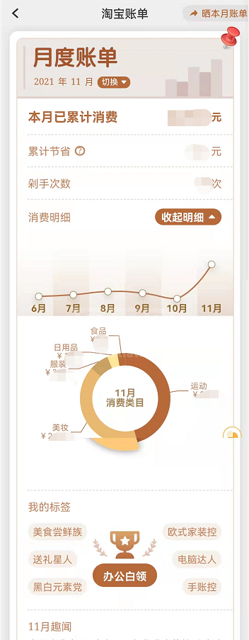 淘宝月度账单怎么分享给好友?淘宝晒每月消费账单报告教程一览截图