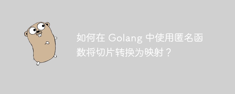 如何在 Golang 中使用匿名函数将切片转换为映射？