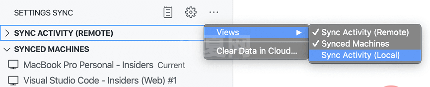 Settings Sync enable local backup views