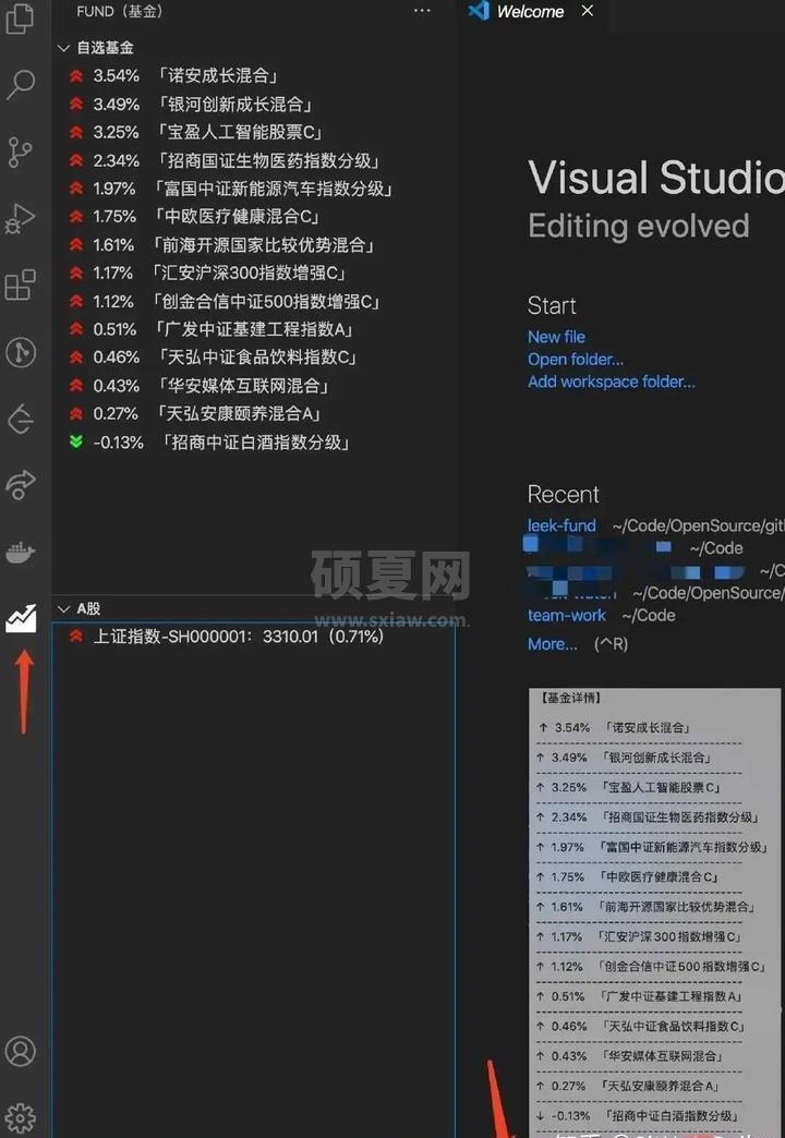 插件分享，让你可在VSCode中查看股票和基金信息！！！