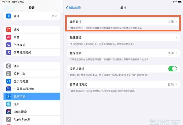 ipad双击唤醒屏幕怎么设置?ipad开启辅助触控方法介绍截图