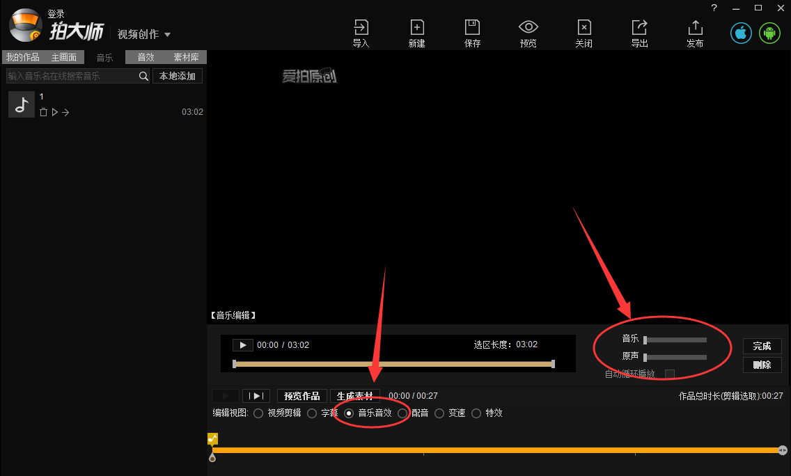 拍大师去除视频声音的具体步骤截图