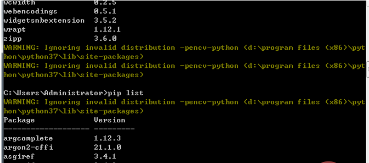 WARNING:Ignoring invalid distribution -pencv-python警告信息如何处理