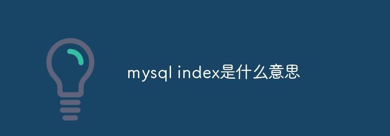 mysql index是什么意思