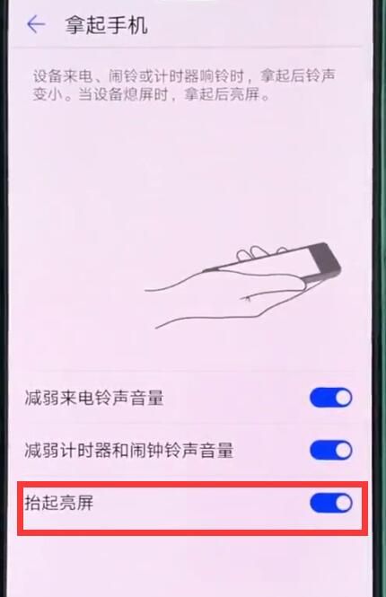 华为p20pro中开启抬手亮屏的简单步骤截图