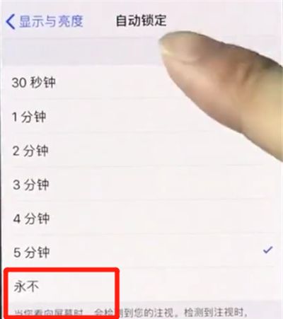 iphonex中设置手机屏幕常亮的操作方法截图